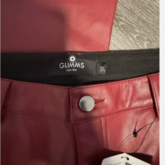 Men’s Differio Glimms exclusive Red leather pants • Size 34 • Slim Fit - Picture 4 of 4